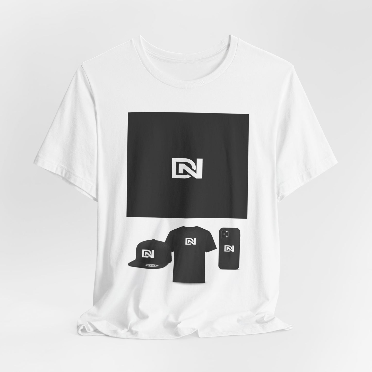 Minimal Monogram Logo Tee — Modern Black Square Graphic T-Shirt