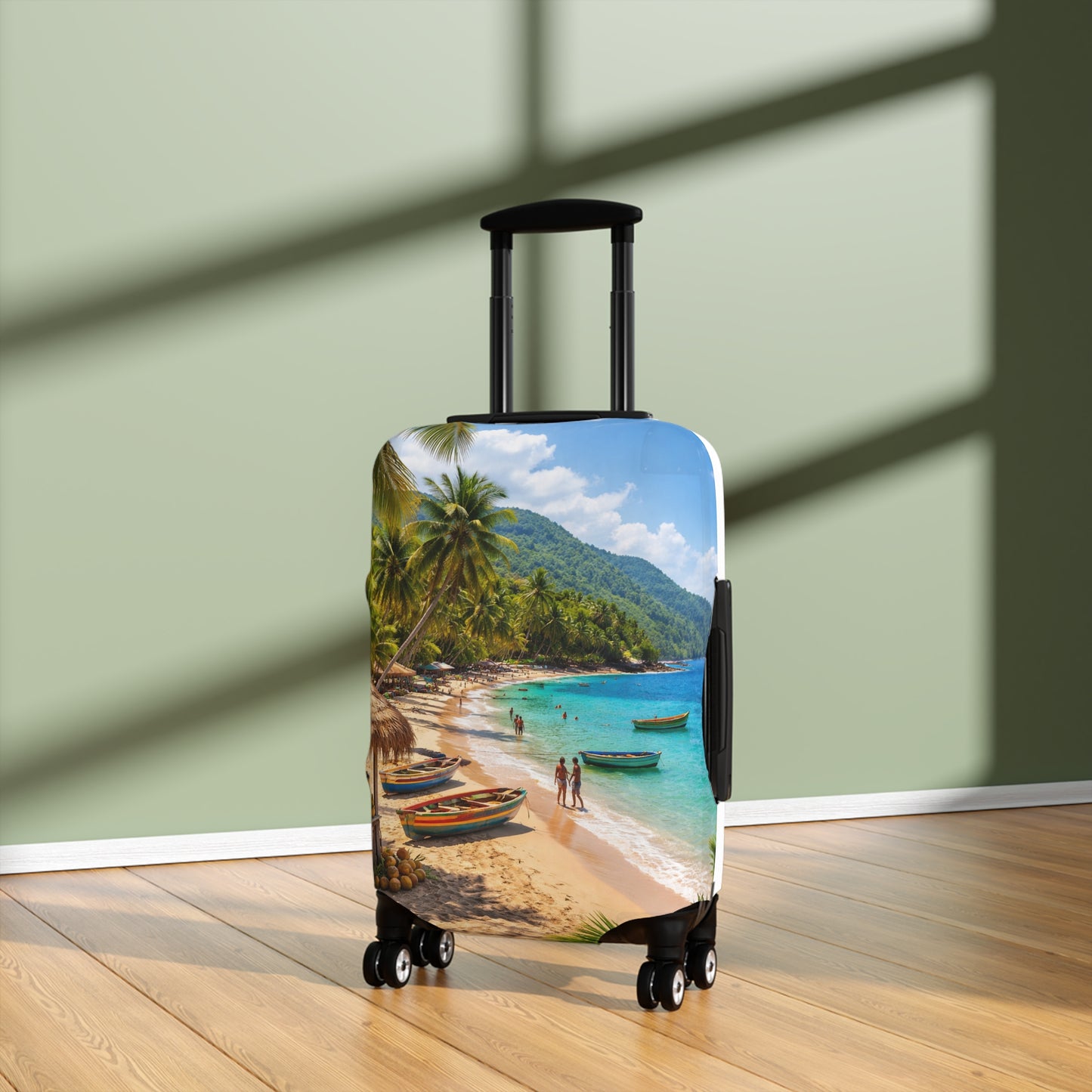 Tropical Beach Luggage Cover — Passport-Ready Travel Protector