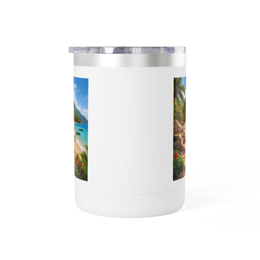 Tumbler Mug - Tropical Beach Print 15oz Insulated Travel Mug