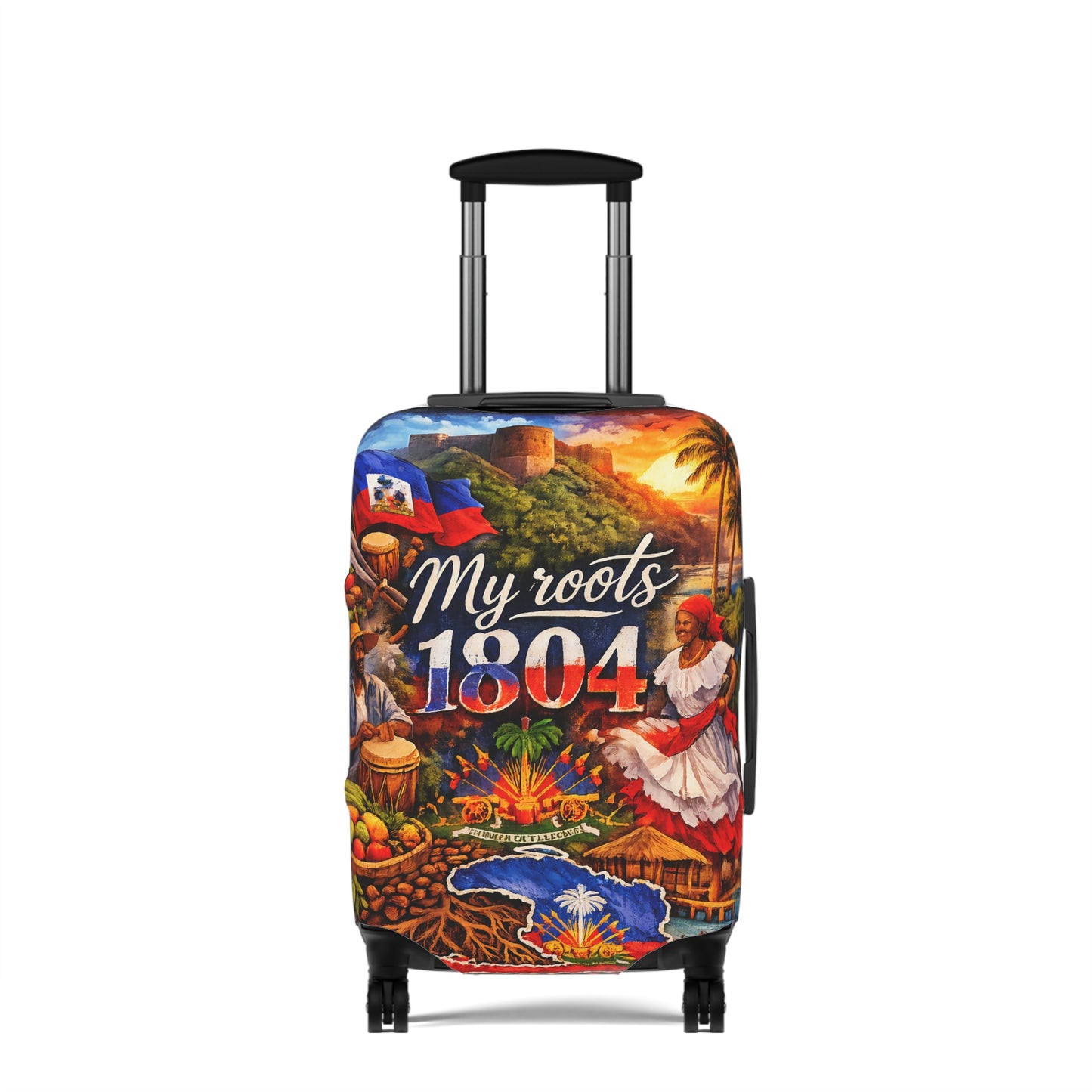 My Roots 1804 Haiti Heritage Luggage Cover — Caribbean Cultural Travel Protector