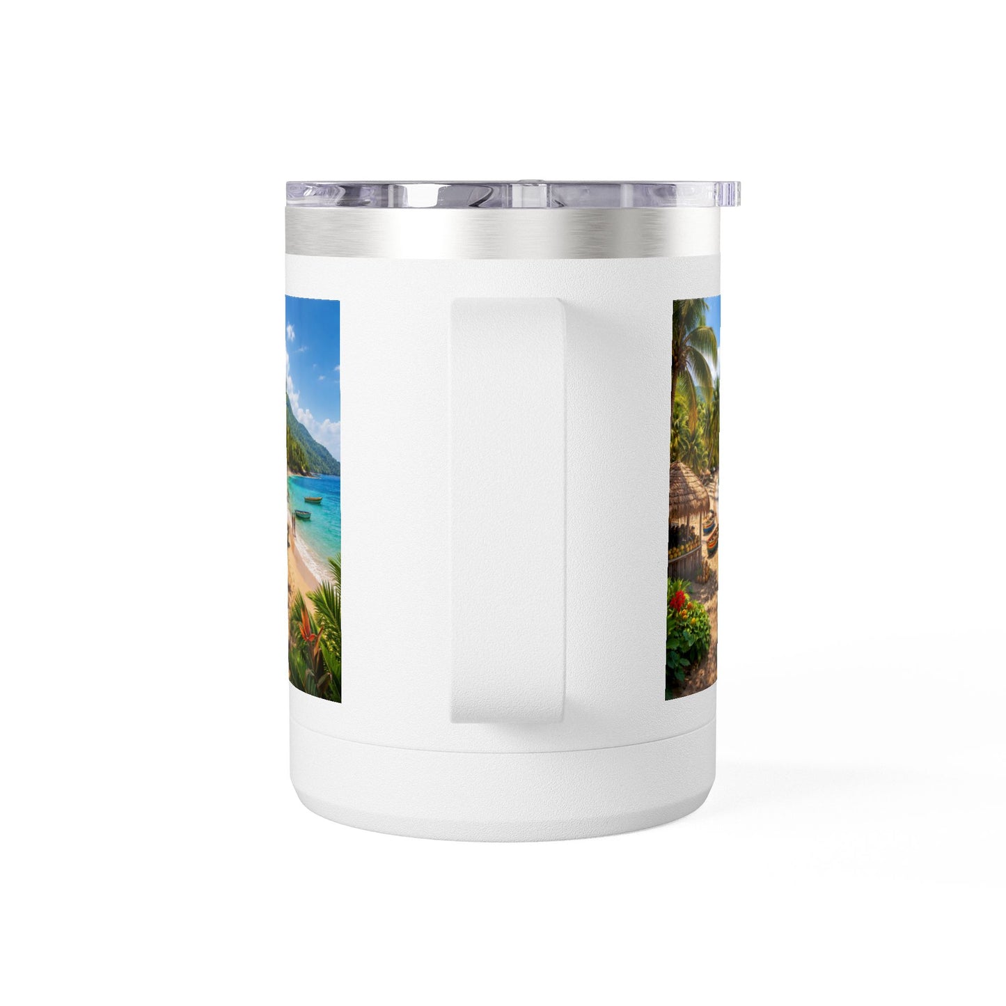 Tumbler Mug - Tropical Beach Print 15oz Insulated Travel Mug